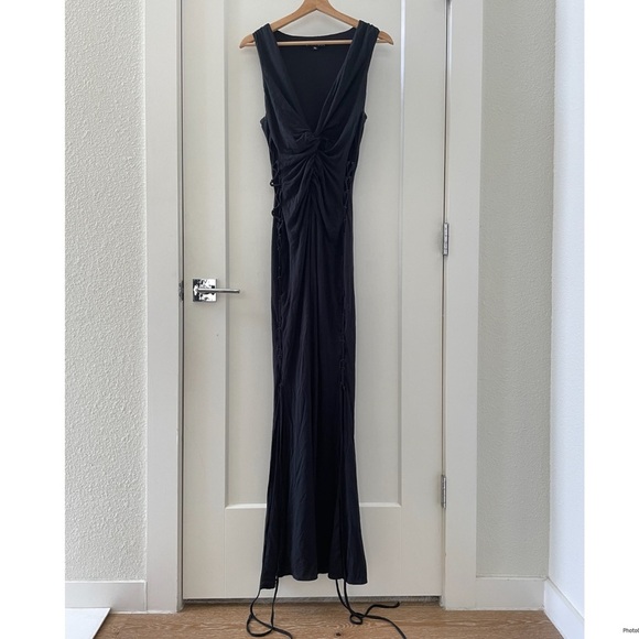 I.AM.GIA Maiya Black Lace Up Side Maxi Dress Size XL - Picture 5 of 10
